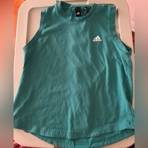 Small teal Adidas sleeveless workout tee